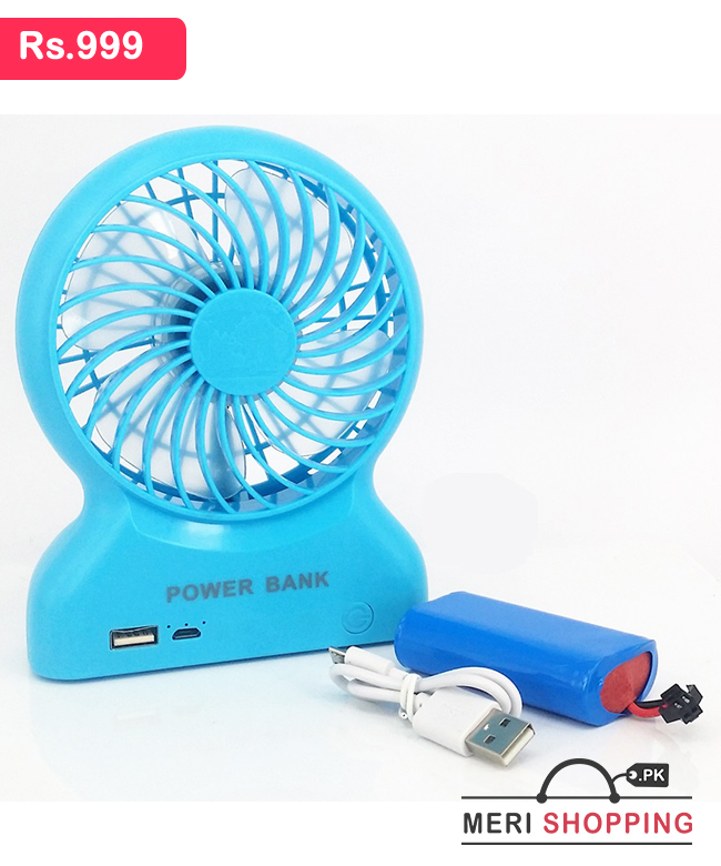 High-Speed-Rechargeable-Power-Bank-and-Fan-2-in-1